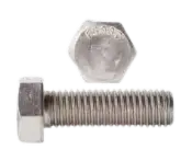 The top and side view of a stainless steel hex cap screw